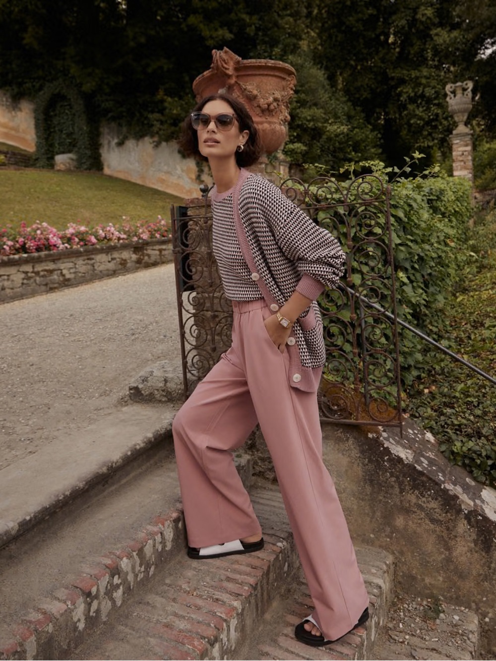 Varley Kayson Pleated Wide Leg Trouser Pants XL pink